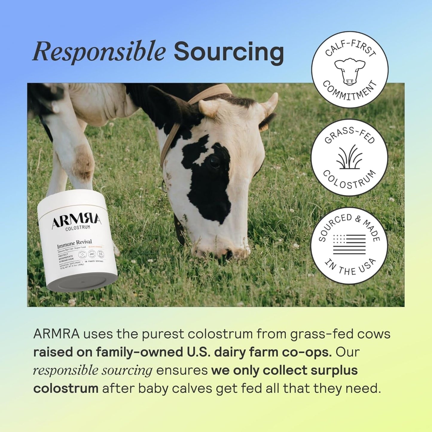 ARMRA Colostrum™ Premium Powder – 60 Servings | Gut Health, Immunity, Skin & Hair Support | 400+ Bioactive Nutrients | Grass-Fed, Potent, Keto-Friendly & Additive-Free