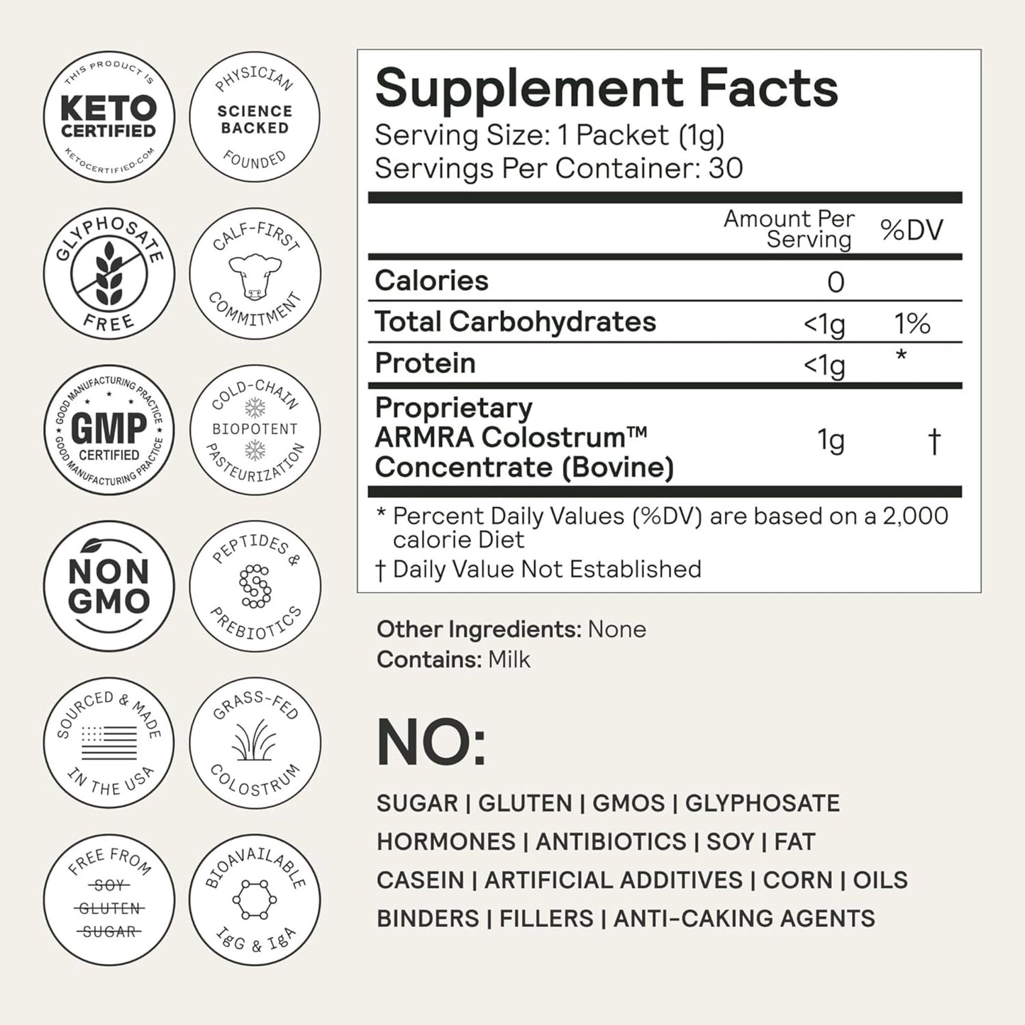 ARMRA Colostrum™ Premium Powder – 60 Servings | Gut Health, Immunity, Skin & Hair Support | 400+ Bioactive Nutrients | Grass-Fed, Potent, Keto-Friendly & Additive-Free