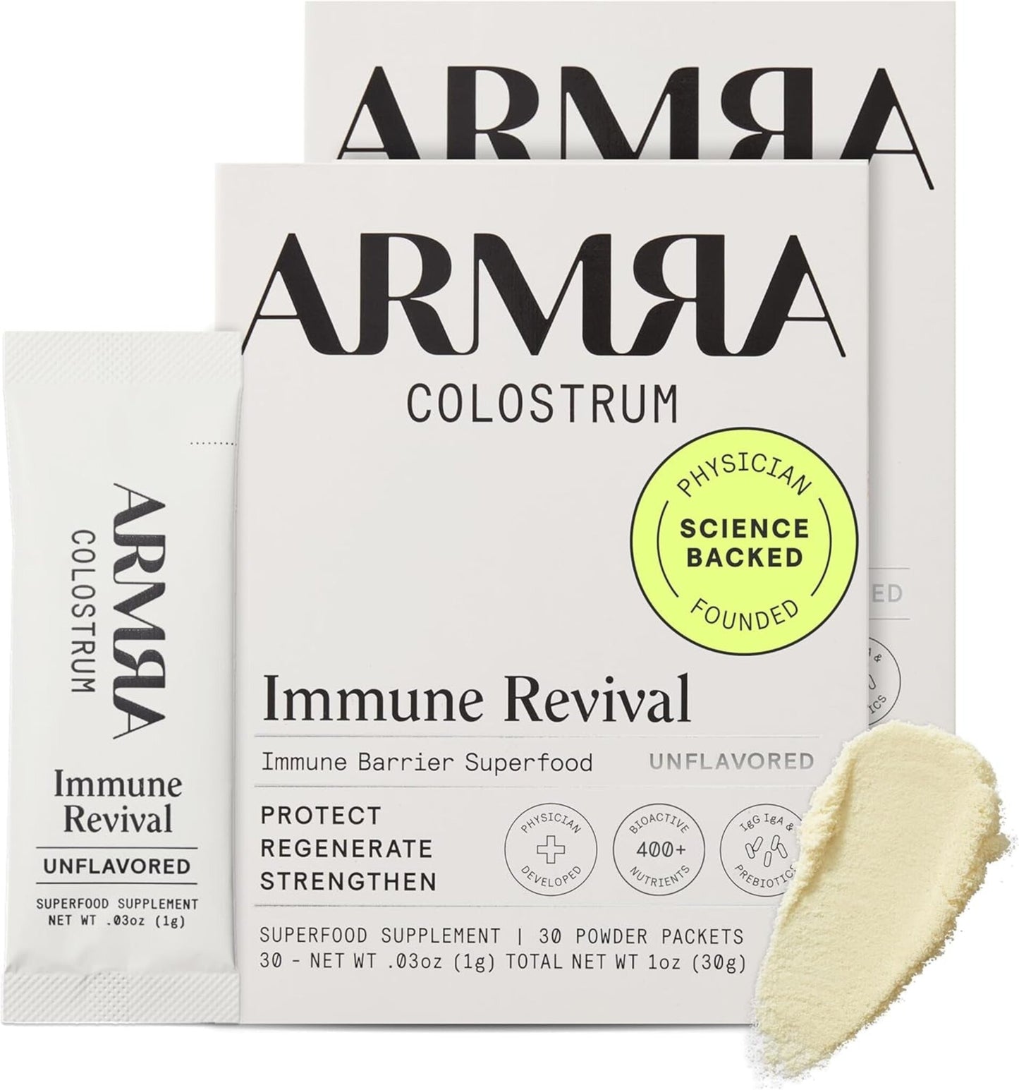 ARMRA Colostrum™ Premium Powder – 60 Servings | Gut Health, Immunity, Skin & Hair Support | 400+ Bioactive Nutrients | Grass-Fed, Potent, Keto-Friendly & Additive-Free
