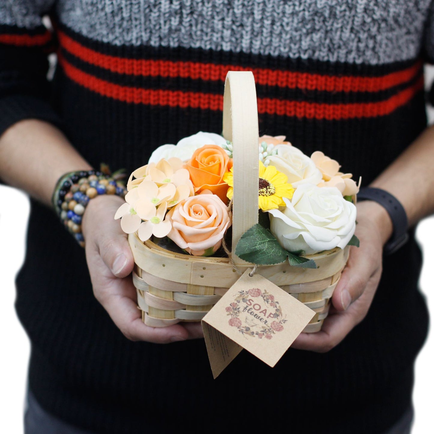 Medium Orange Bouquet in Wicker Basket Soap Bar | Vegan, Handmade in UK product image