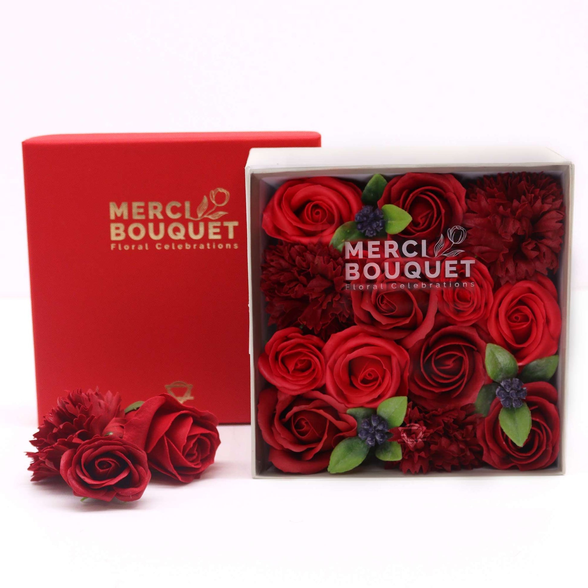 Square Box - Classic Red Roses Soap Bar | Vegan, Handmade in UK product image