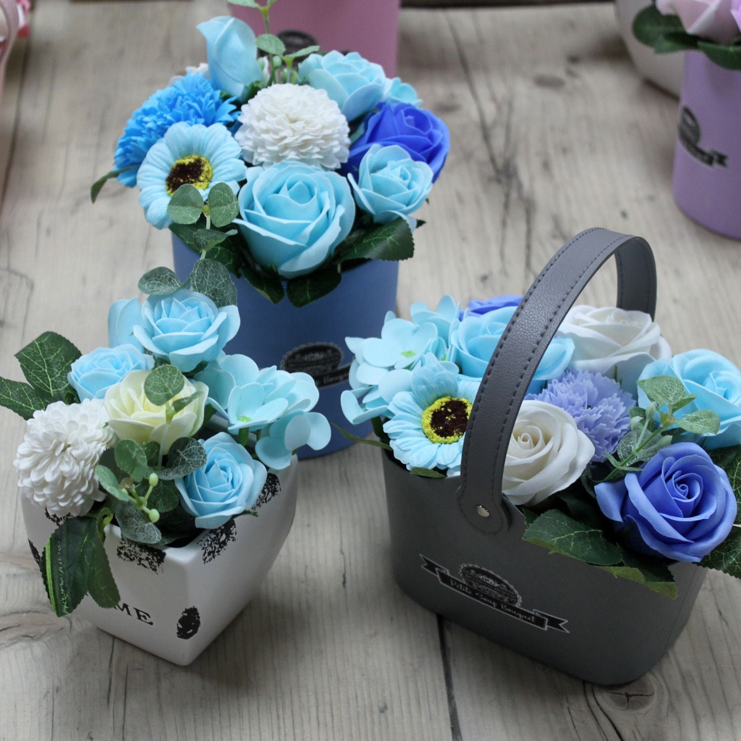 Bouquet Petite Gift Pot- Soothing Blues Soap Bar | Vegan, Handmade in UK product image