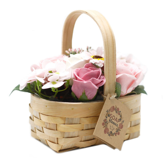 Medium Pink Bouquet in Wicker Basket Soap Bar | Vegan, Handmade in UK product image