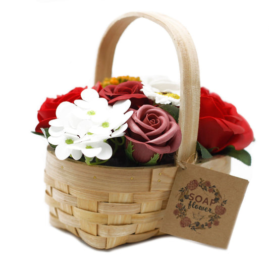 Medium Red Bouquet in Wicker Basket Soap Bar | Vegan, Handmade in UK product image