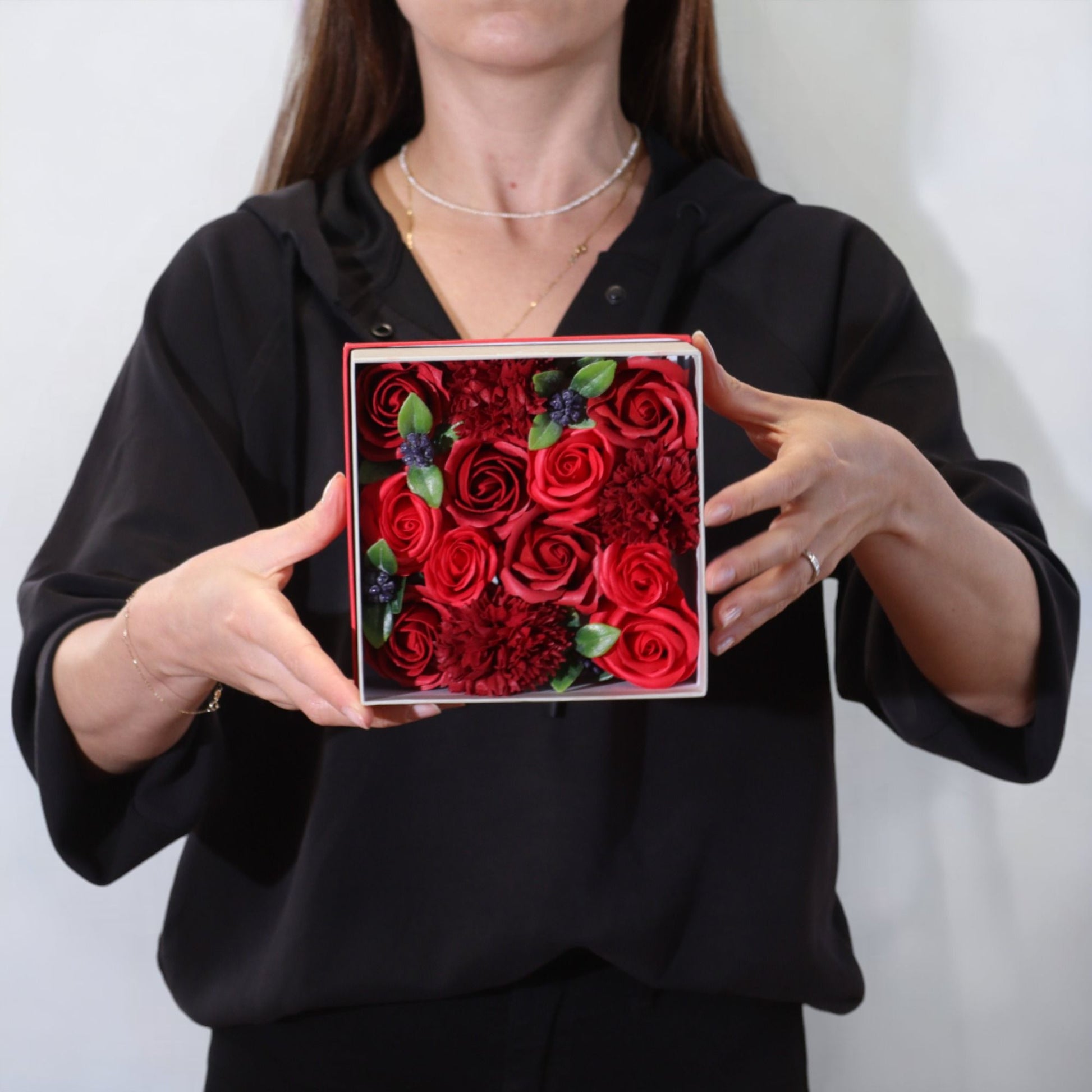 Square Box - Classic Red Roses Soap Bar | Vegan, Handmade in UK product image
