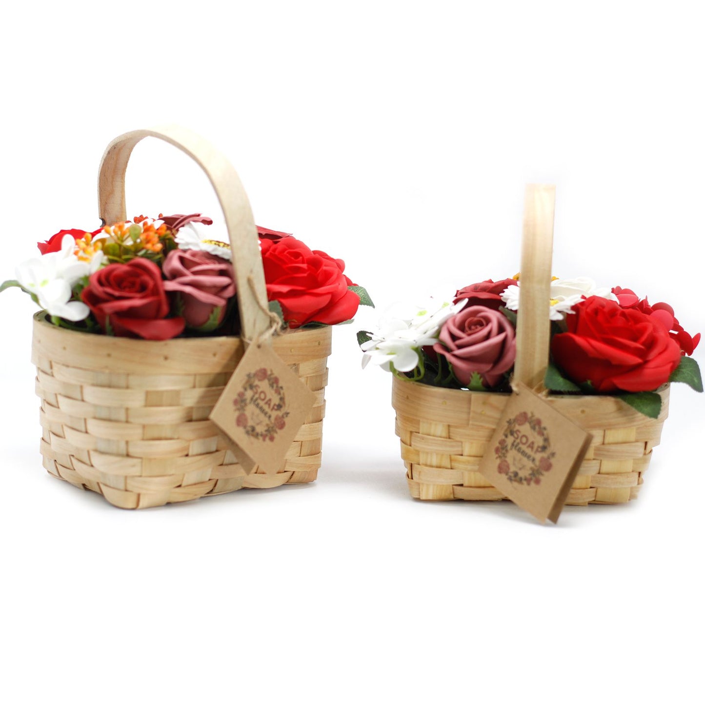 Medium Red Bouquet in Wicker Basket Soap Bar | Vegan, Handmade in UK product image