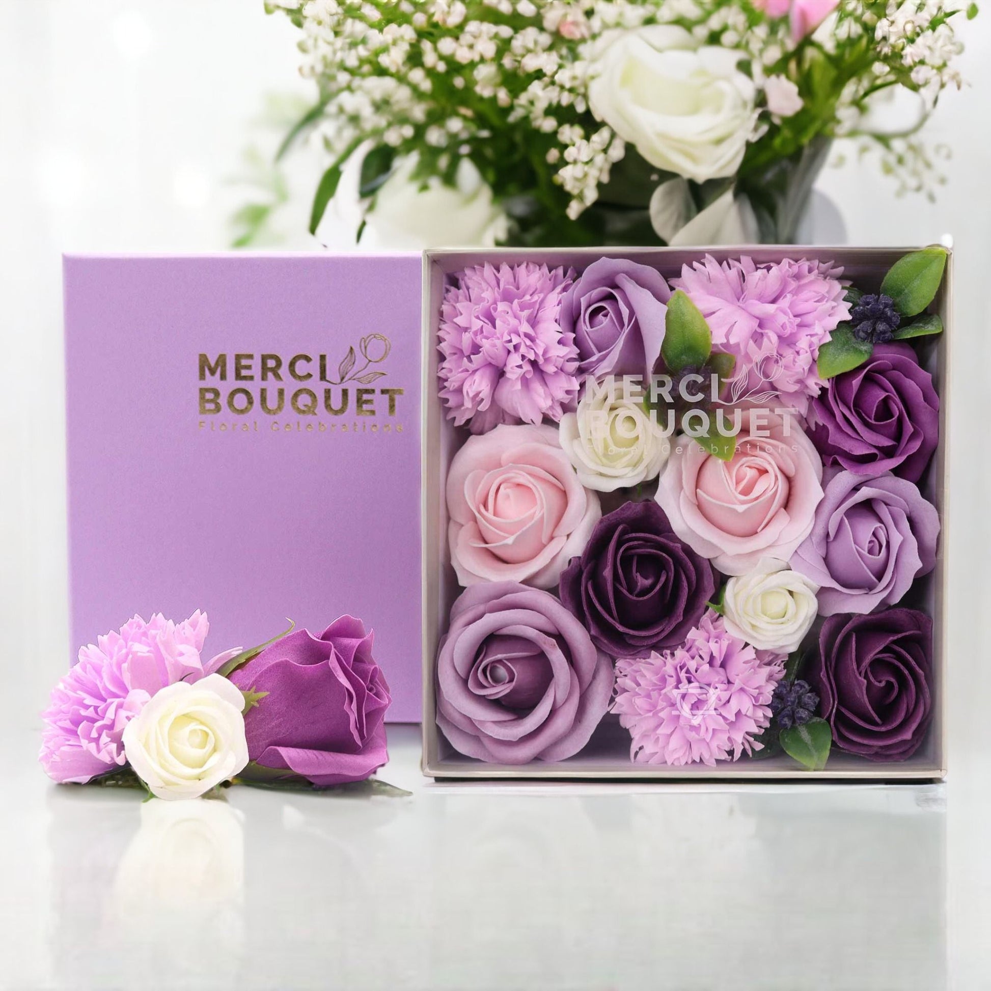 Square Box - Lavender Rose & Carnation Soap Bar | Vegan, Handmade in UK product image
