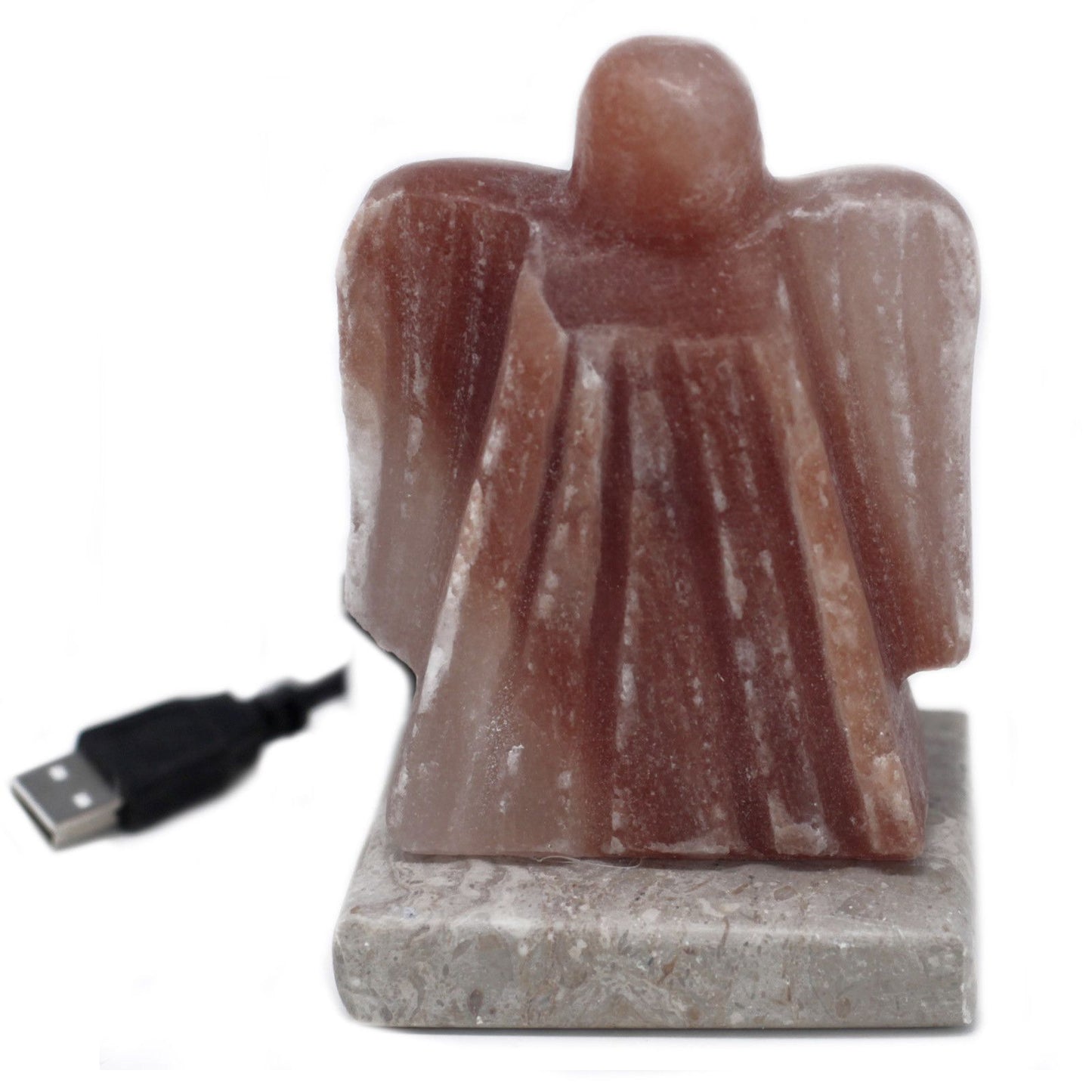 USB Angel Shaped (Multi) glowing amber on bedside table