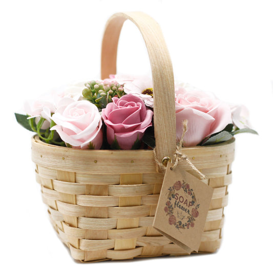 Large Pink Bouquet in Wicker Basket Soap Bar | Vegan, Handmade in UK product image