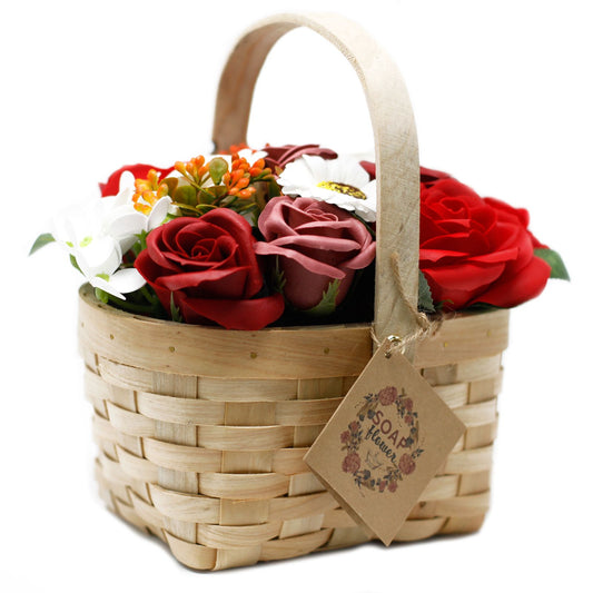 Large Red Bouquet in Wicker Basket Soap Bar | Vegan, Handmade in UK product image