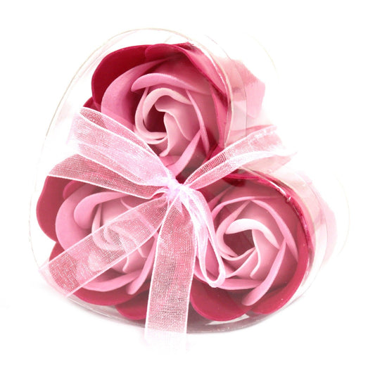 Set of 3 Flower Heart Box - Pink Roses Soap Bar | Vegan, Handmade in UK product image