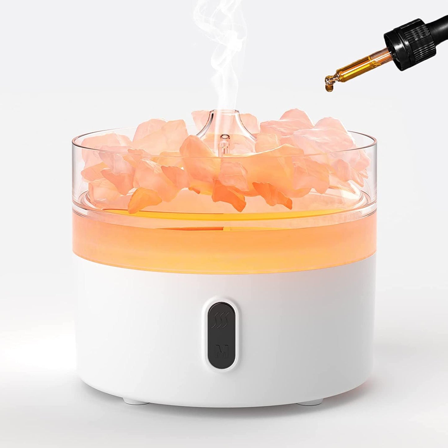 Ultrasonic Aroma Diffuser | Himalayan Salt Aroma Diffuser - Night Light - USB-C - Flame Effect (salt included) – USB‑C, Flame Effect, Himalayan Salt Chamber