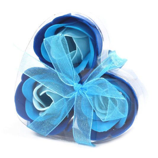 Set of 3 Flower Heart Box - Blue Wedding Roses Soap Bar | Vegan, Handmade in UK product image