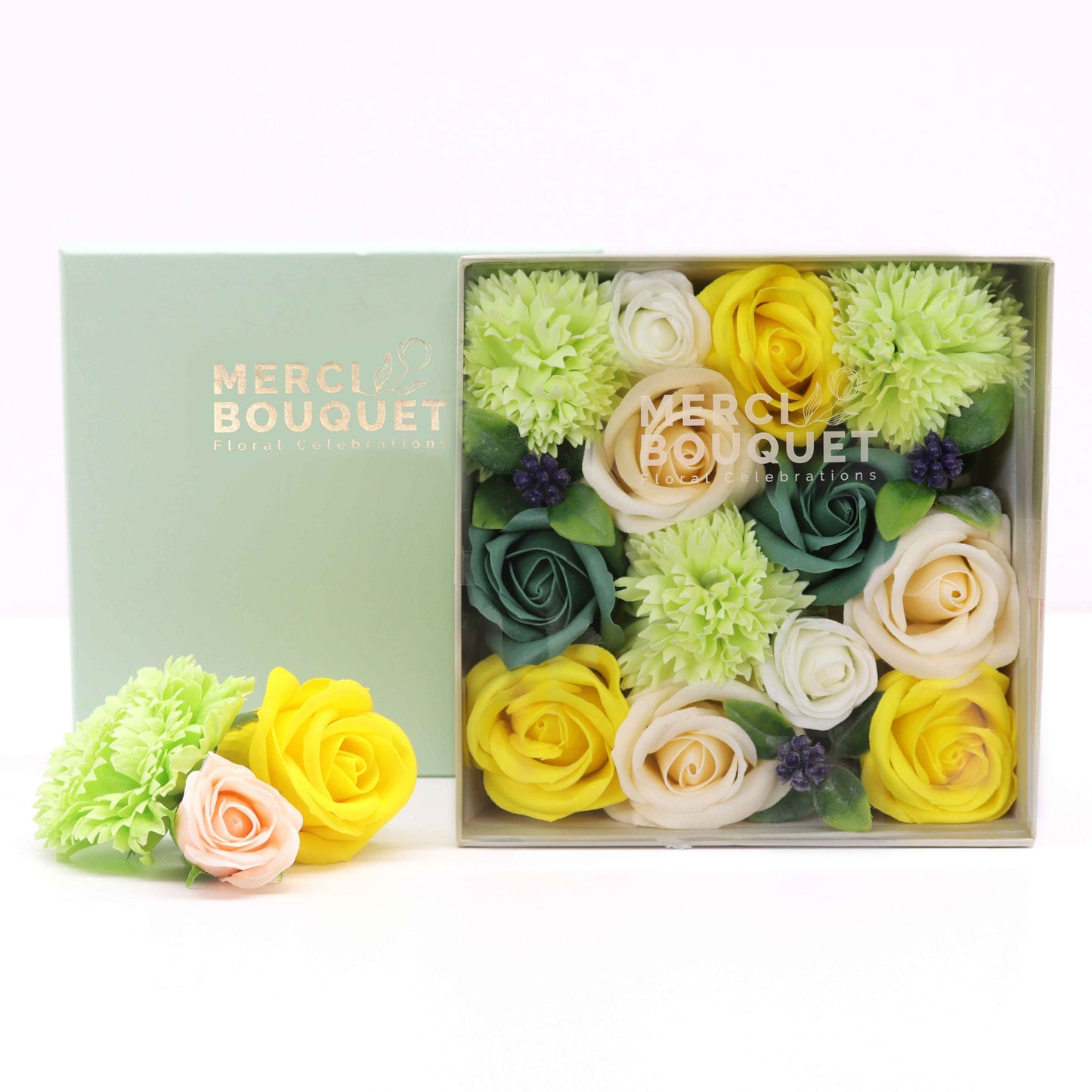 Square Box - Spring Celibrations - Yellow & Greens Soap Bar | Vegan, Handmade in UK product image