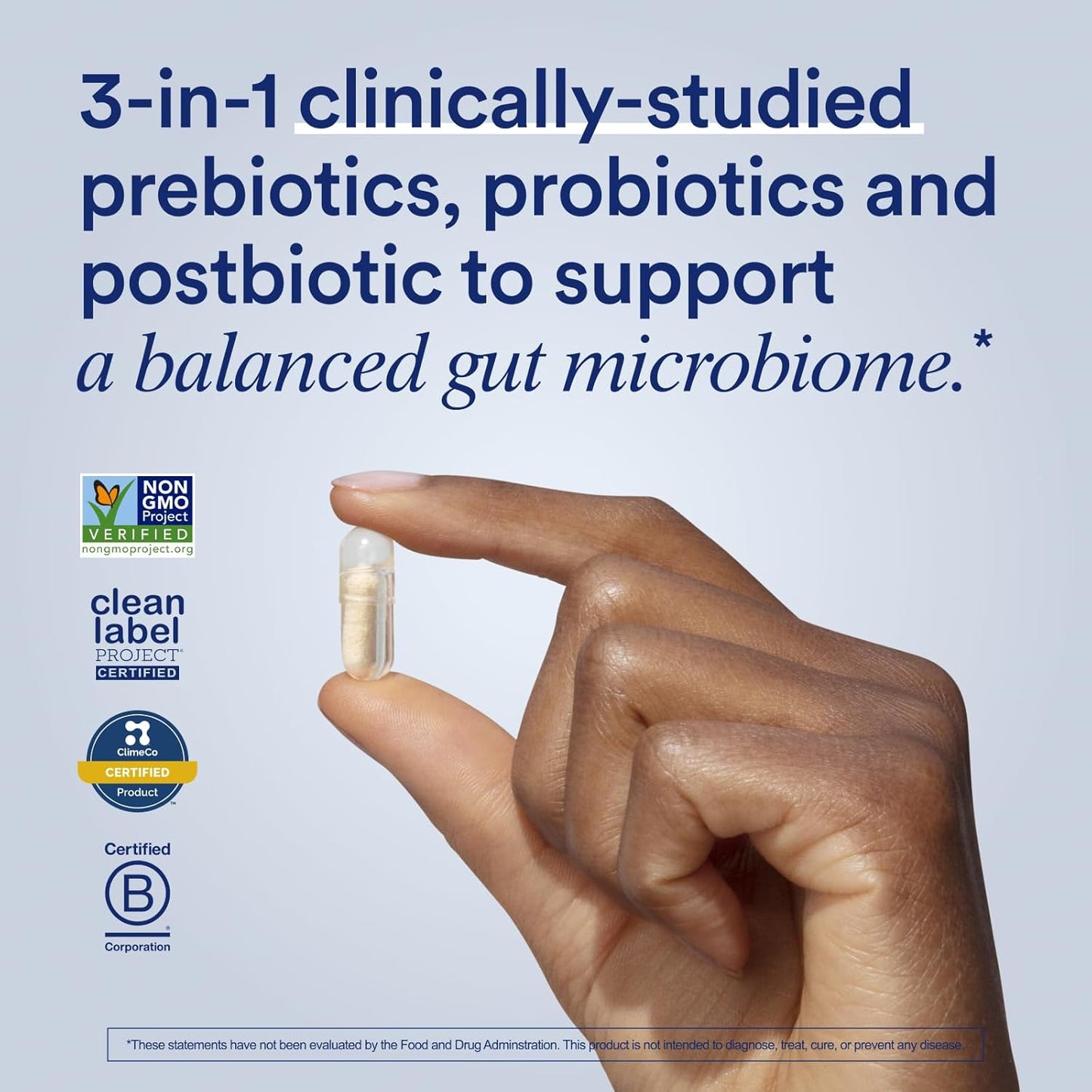 Synbiotic+ Probiotic, Prebiotic, Postbiotic, 3-In-1 Supplement for Gut Health and Digestive Support, Regularity, Bloat, Immune, Vegan Delayed-Released Daily Capsule, Women and Men, 30 Day