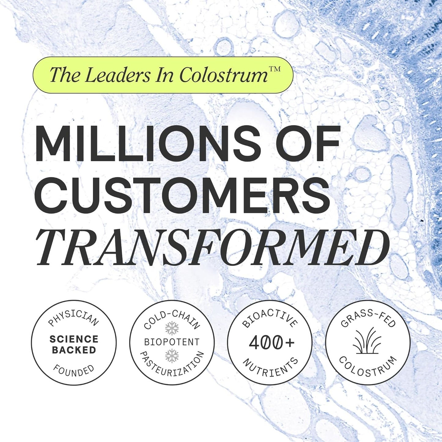 Colostrum™ Premium Powder, Grass Fed, Gut Health Bloating Immunity Skin & Hair, Contains 400+ Bioactive Nutrients, Potent Bioavailable, Keto, Gluten & Fat Free (Unflavored | 60 Servings)
