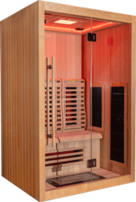 Angled front view of Within Wellness Select Studio infrared sauna (SRA100-A).