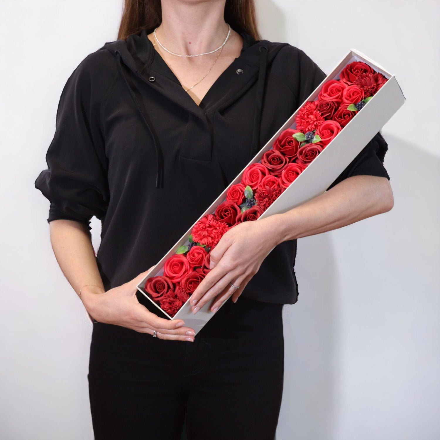 Extra-Long Box Soap Flowers — Luxurious Gift Box for Impressive Gifting
