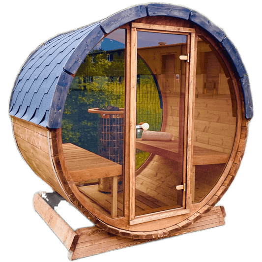 Back Barrel Sauna 210 | 6.6kW Harvia Heater & Katepal Roof