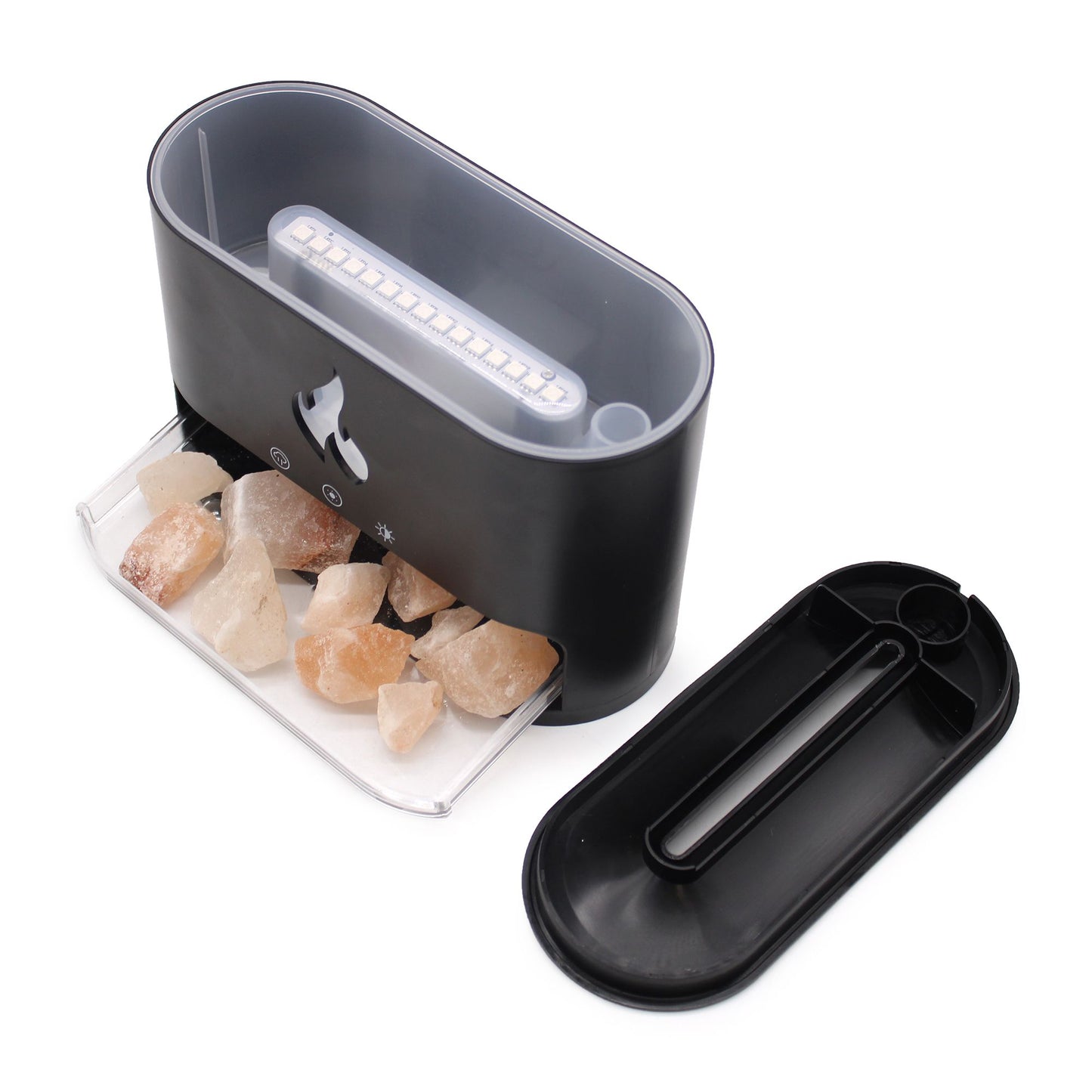 Ultrasonic Aroma Diffuser | White Blaze Aroma Diffuser - Himalayan Salt Chamber - USB-C - Flame Effect (Salt included) – USB‑C, Flame Effect, Himalayan Salt Chamber