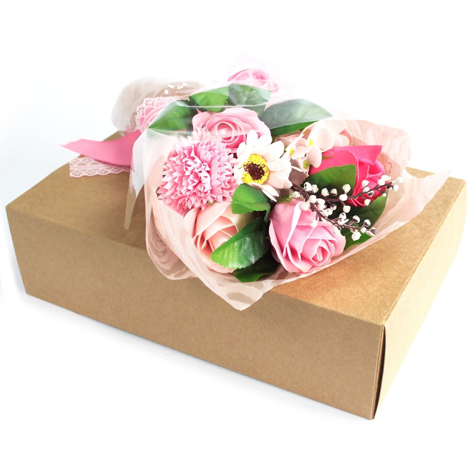 Boxed Hand Flower Bouquet - Pink Soap Bar | Vegan, Handmade in UK product image