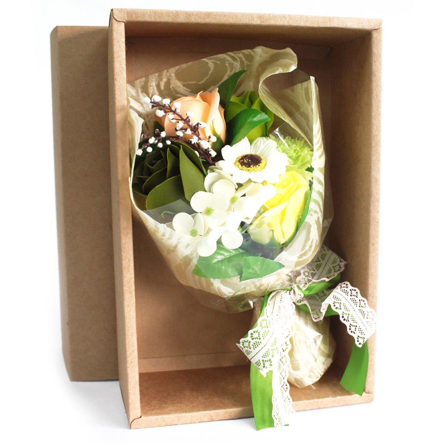 Greens Boxed Hand Flower Bouquet - Special Soap Bar | Vegan, Handmade in UK product image