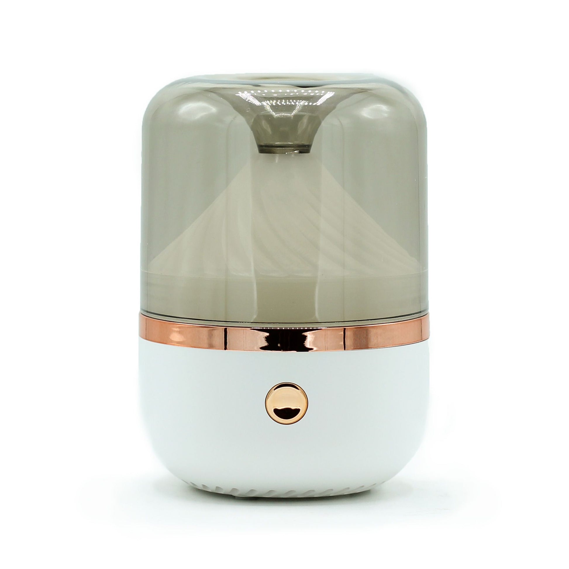 Ultrasonic Aroma Diffuser | Urban Aroma Diffuser White & Bronze- USB - Colour Change – USB, Colour‑Change Light on bedside table with essential oils