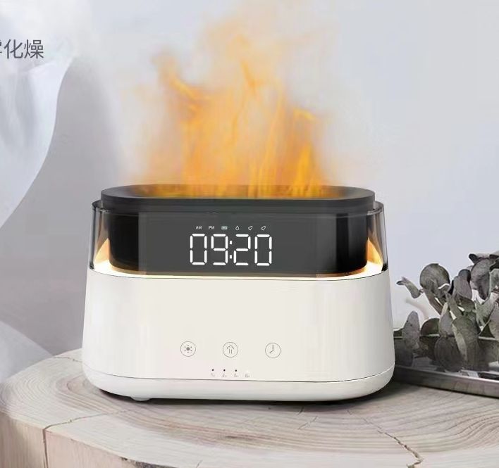 Ultrasonic Aroma Diffuser | Modern Aroma Diffuser - Led Clock - USB-C - Flame Effect – USB‑C, Flame Effect