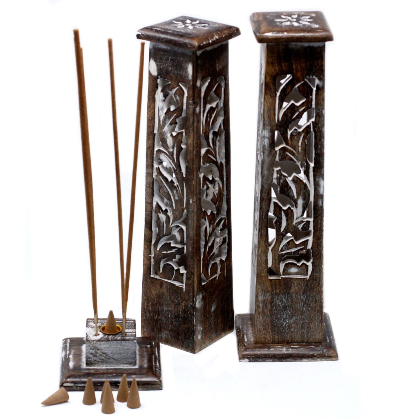Mango Wood Incense Holder – Tower | Mango Wood, Ash Catcher, Heat-Safe