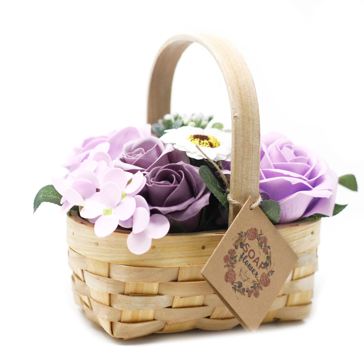 Medium Lilac Bouquet in Wicker Basket Soap Bar | Vegan, Handmade in UK product image