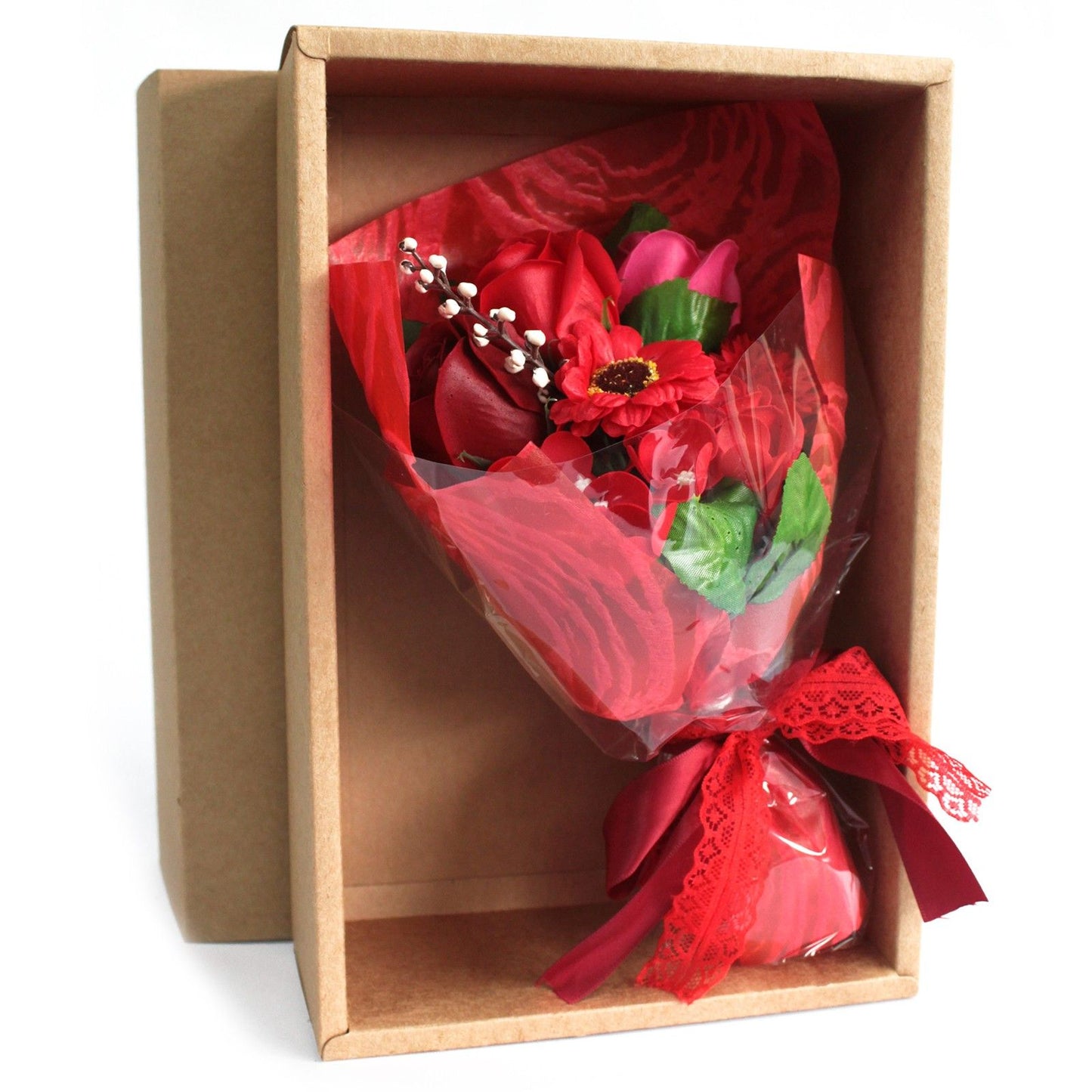 Red Boxed Hand Flower Bouquet - Special Soap Bar | Vegan, Handmade in UK product image