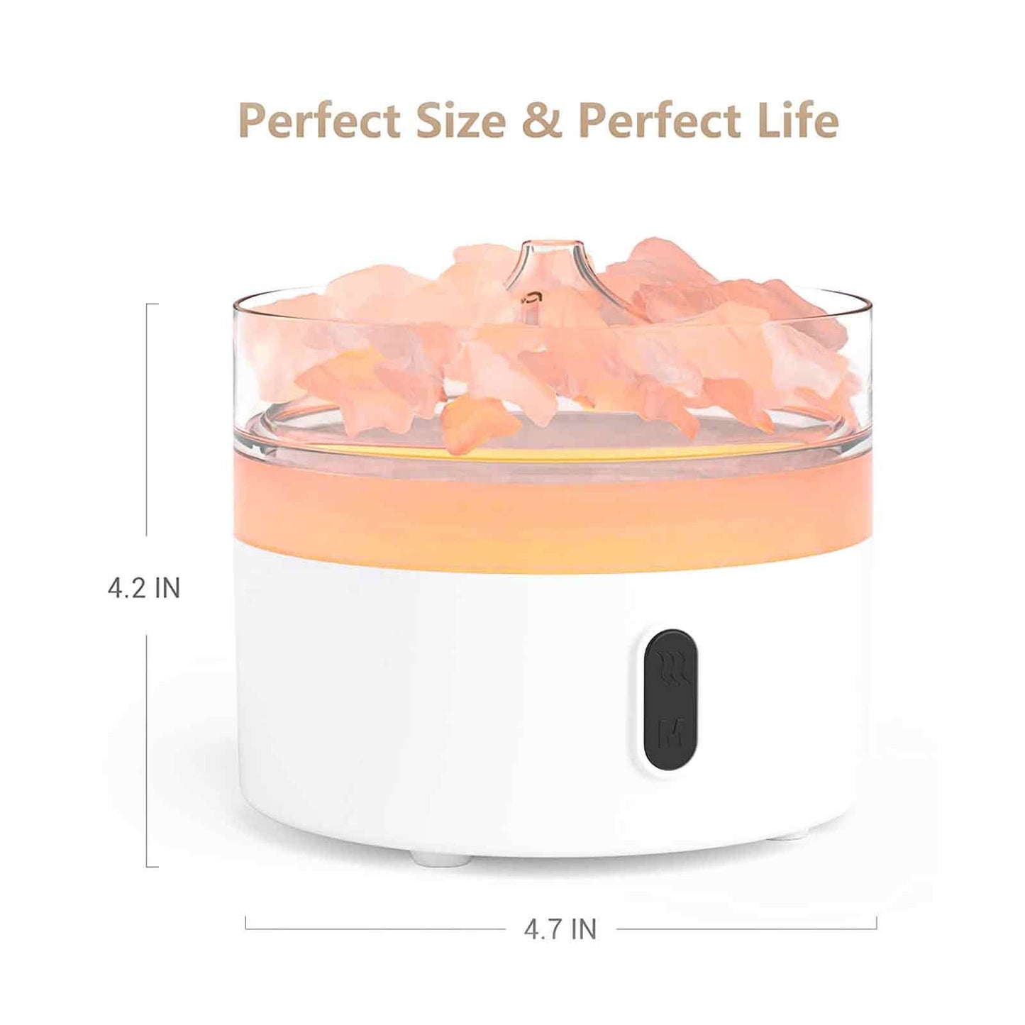 Ultrasonic Aroma Diffuser | Himalayan Salt Aroma Diffuser - Night Light - USB-C - Flame Effect (salt included) – USB‑C, Flame Effect, Himalayan Salt Chamber