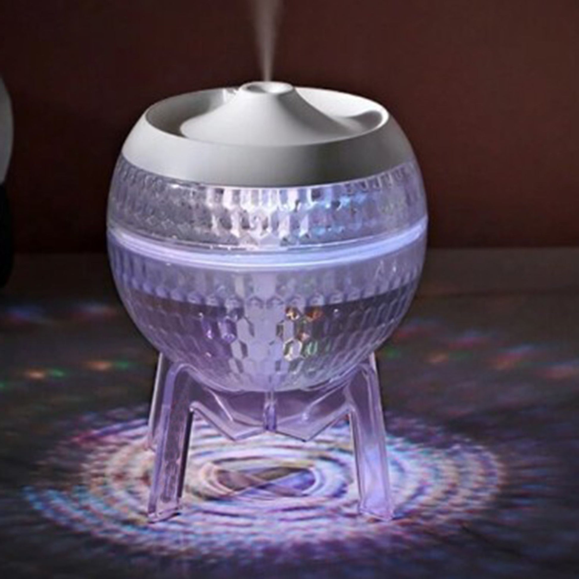 Cool-Mist Humidifier | Clear Humidifer Mondo Planet - USB - Colour Change (down light) – USB, Colour‑Change Light on bedside table with essential oils