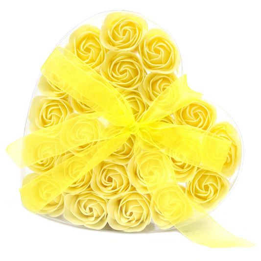 Set of 24 Flower Heart Box - Yellow Roses Soap Bar | Vegan, Handmade in UK product image