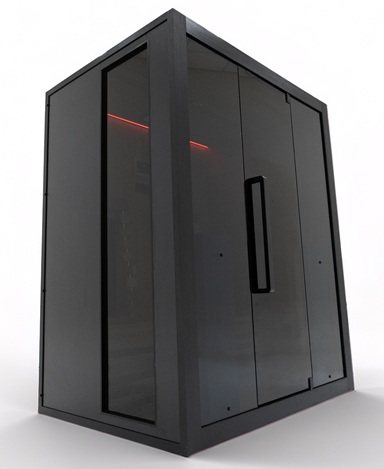 Exterior front angle view of the Hekla IR160 2 person infrared sauna cabin.