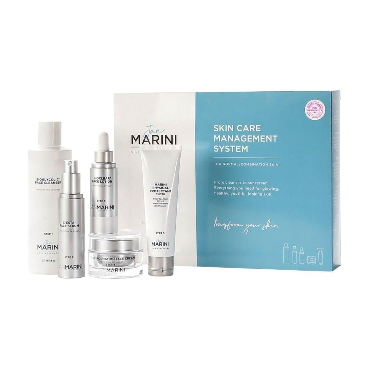 Jan Marini Skin Care Management System for Normal/Combination Skin with Marini Physical Protectant SPF 45 | Award-Winning 5-Step Regimen