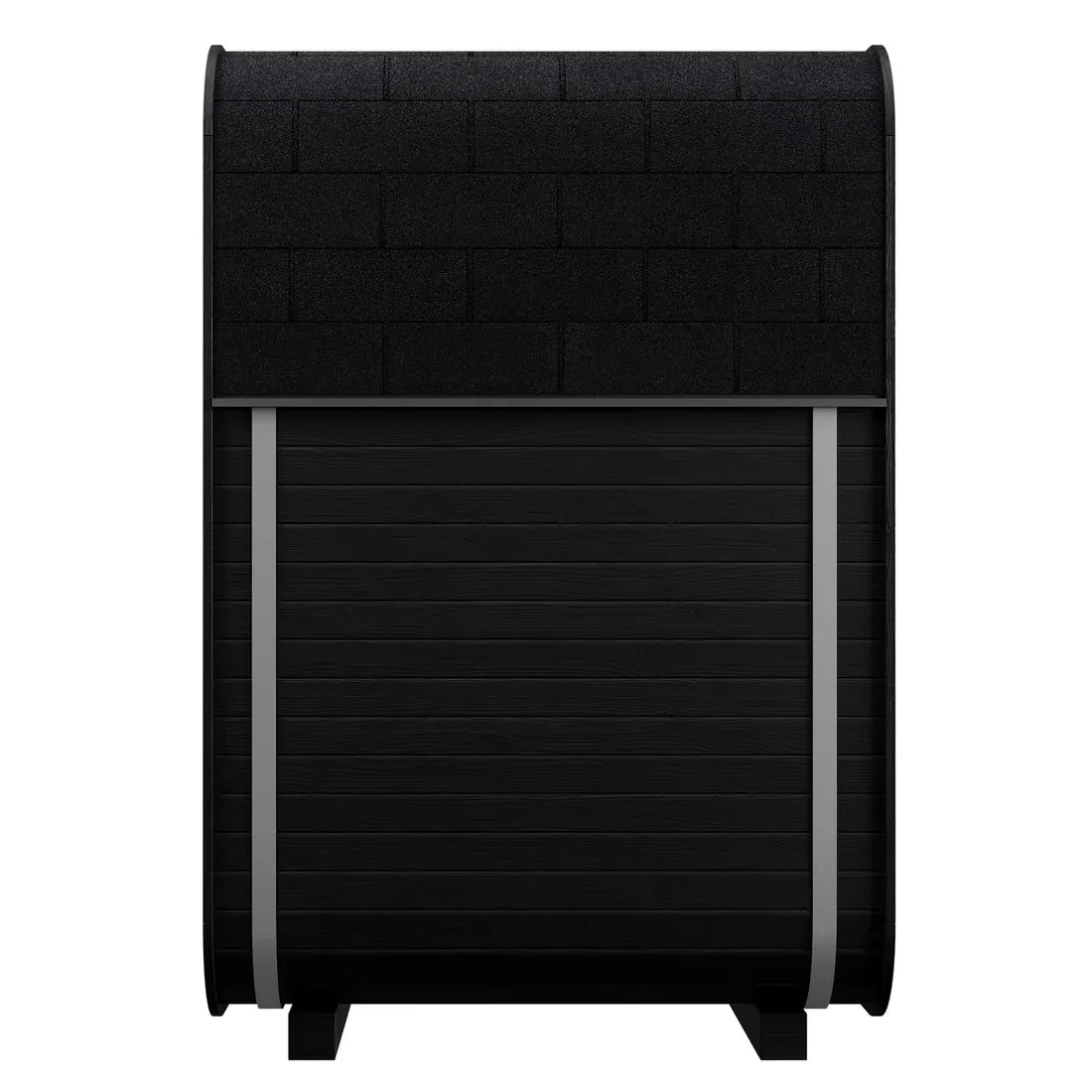 ThermoWood Cube Outdoor Sauna Black Mini 2 person, heater detail.
