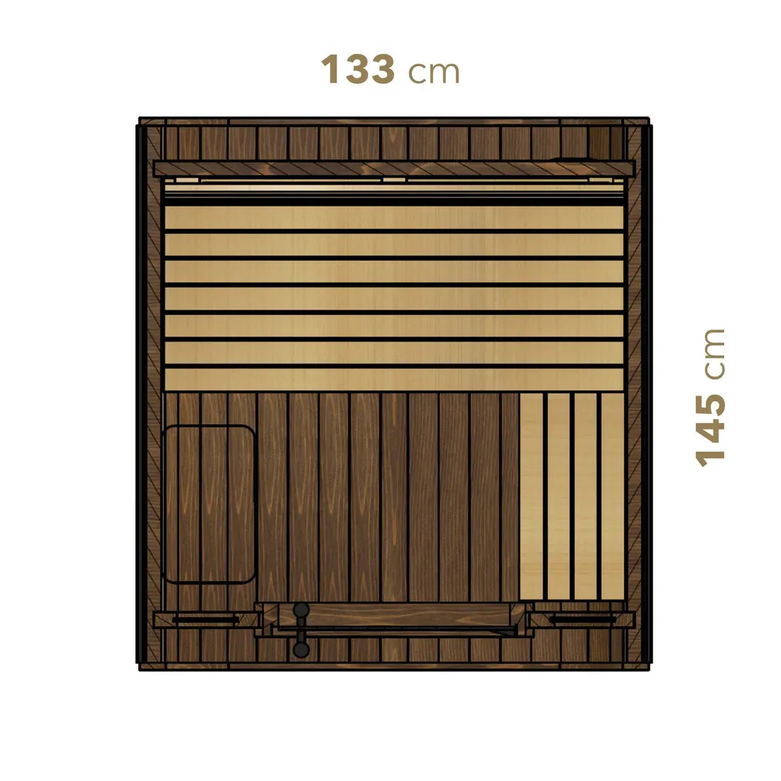 ThermoWood Cube Outdoor Sauna Black Mini 2 person, installation base detail.
