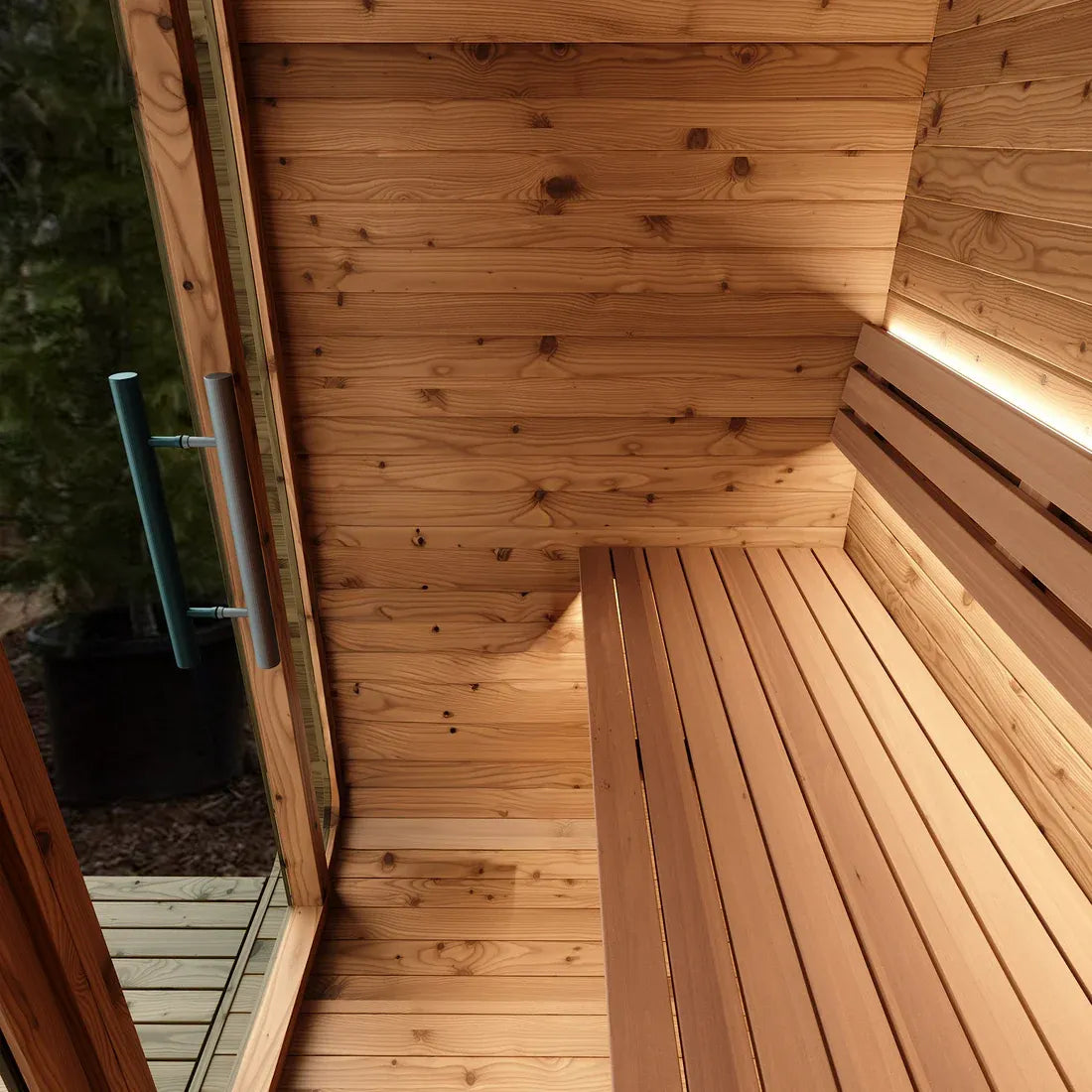 ThermoWood Cube Outdoor Sauna Black Mini 2 person, roof shingles detail.