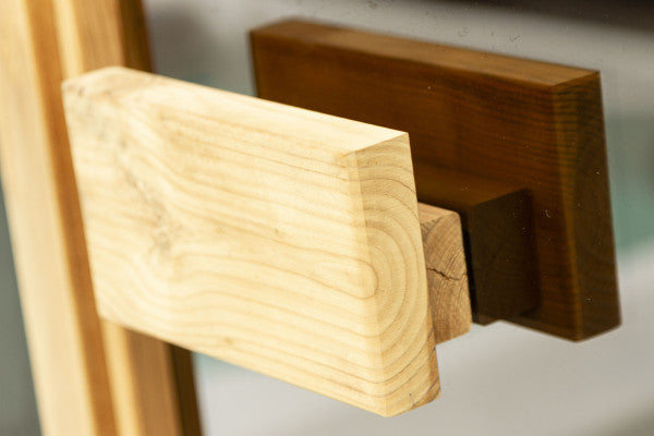 Woodchop Oval outdoor sauna 2 person, exterior angle view.