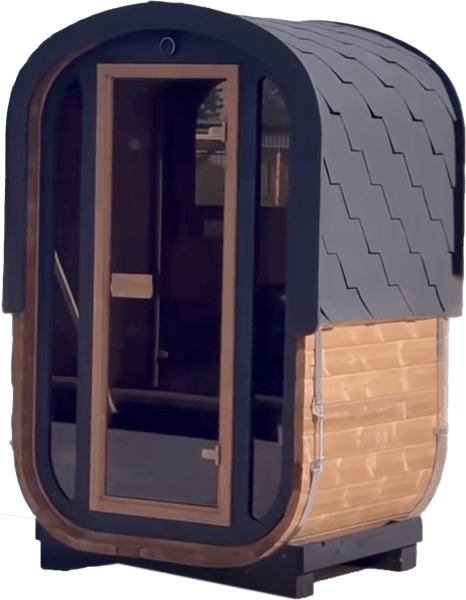 Woodchop Oval outdoor sauna 2 person, led lighting detail.